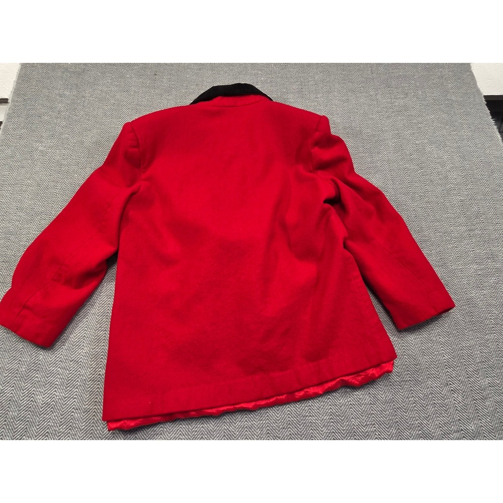 Hastings & Smith Red 100% Wool Blazer Black Velvet Collar Gold Button Petite 12 - Picture 9 of 10